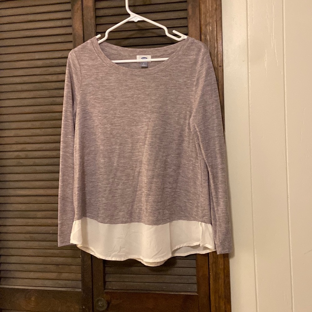 Mixed media sweater with layered effect